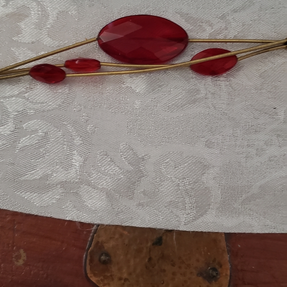 Pilgrim gold tone & red stone bracelet, 6.5-8.5"